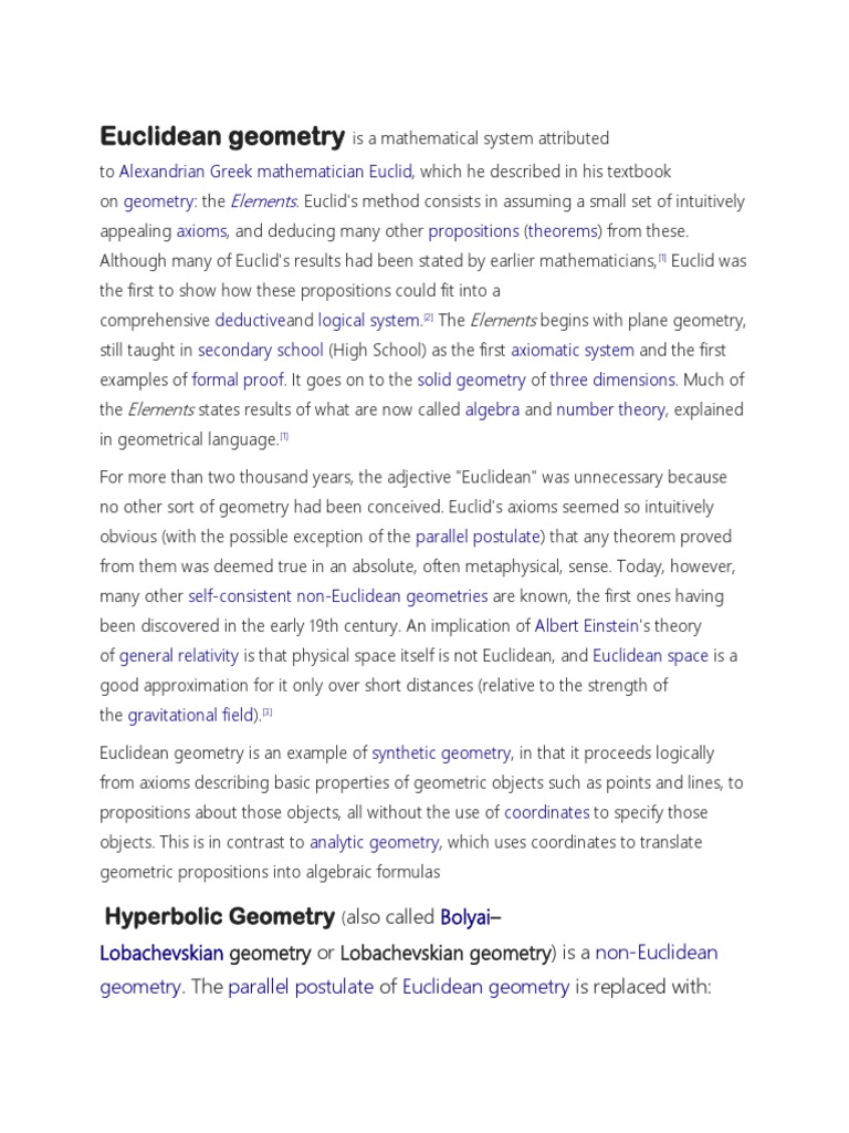 Understanding Euclidean and Hyperbolic Geometry | PDF | Hyperbolic ...