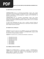 Modelo de contrato de reforma residencial