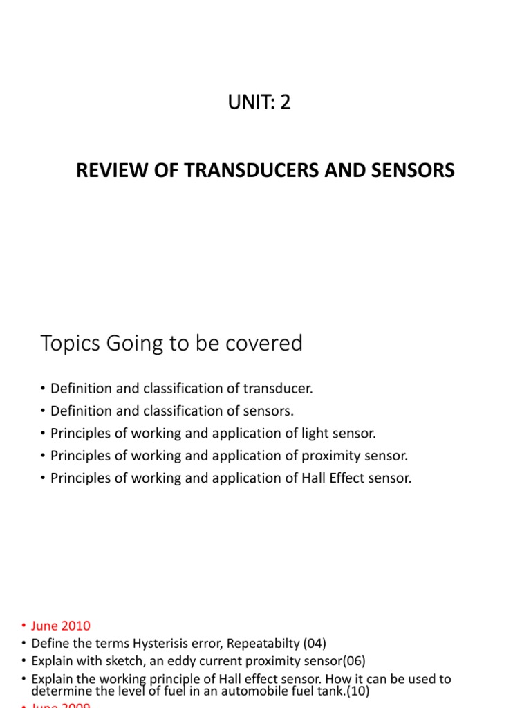 Transducers and Sensors Overview | PDF | Electric Current | Inductor