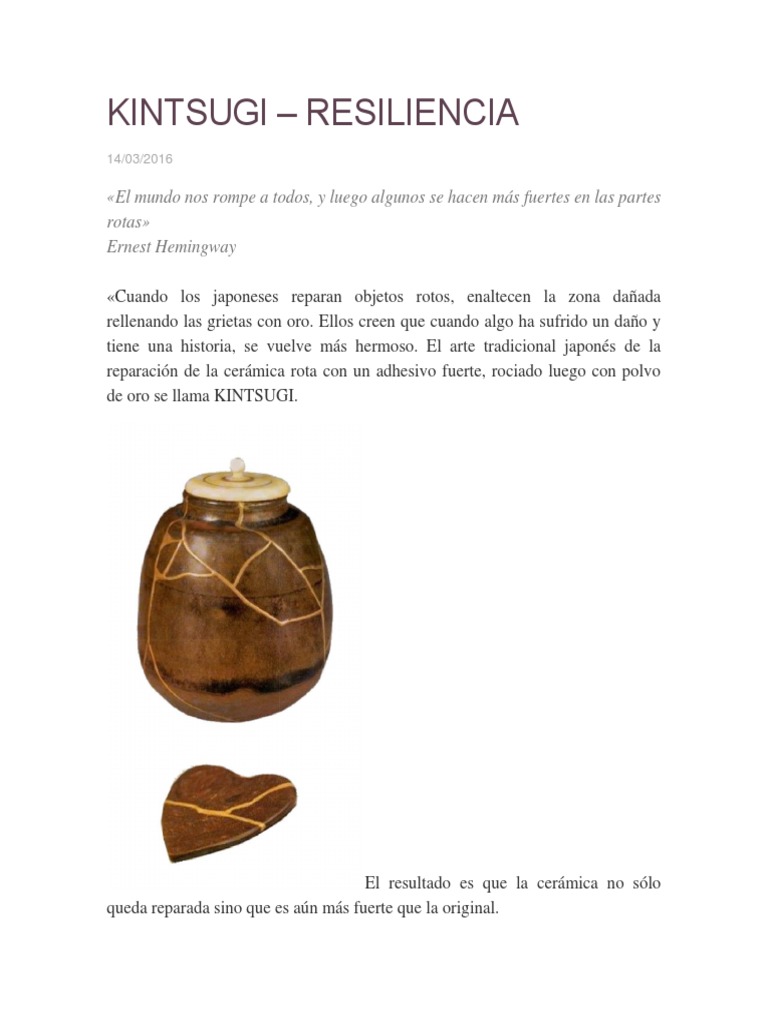 Kintsugi - Resiliencia | PDF | Cerámica | Sicología, image size:768x1024