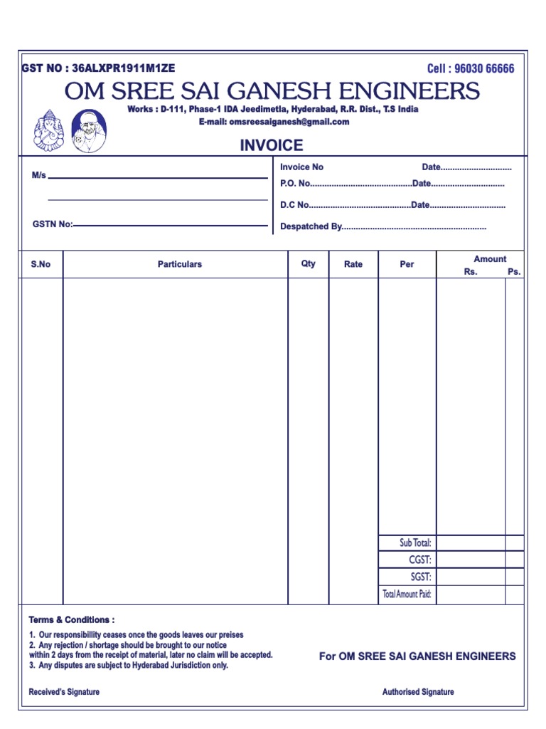Invoice for Engineering Services | PDF | Business Documents | Bharatiya ...