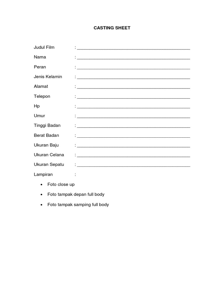 Template Formulir Casting Film | PDF