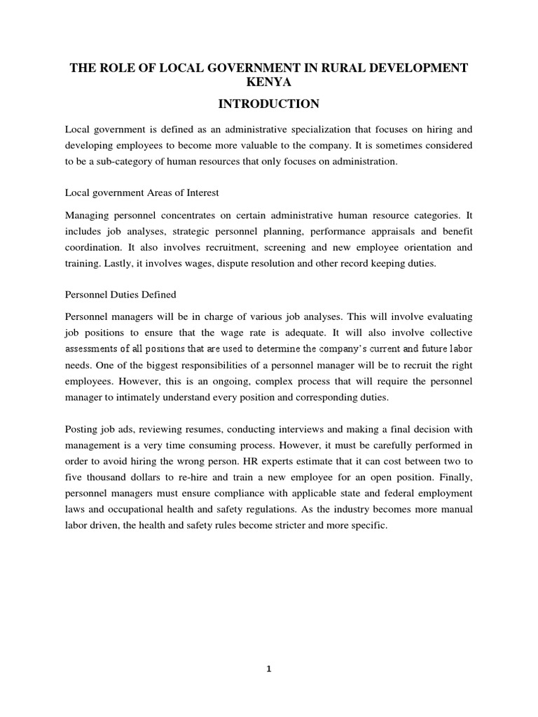 Local Government's Role in Rural Kenya | PDF | Human Resources | Employment