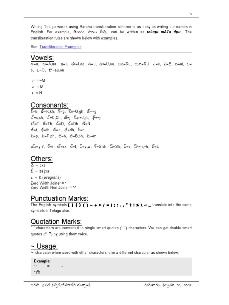 Baraha Telugu Pdf Text Encodings