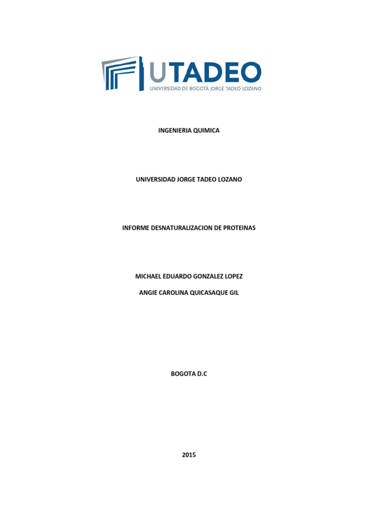 Desnaturalización Informe PDF Desnaturalización (bioquímica