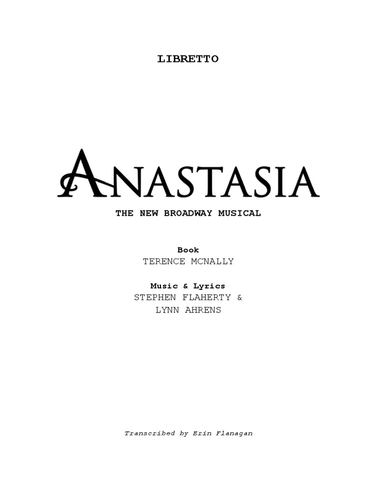 Anastasia The New Broadway Musical [LIBRETTO] Nicholas Ii Of Russia