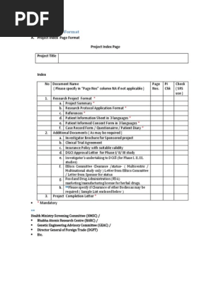 Index Page For Project