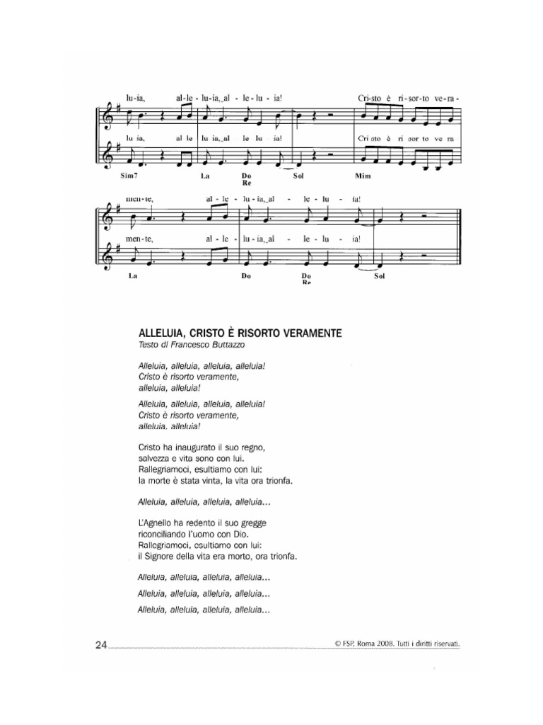 Alleluia, Cristo È Risorto Veramente - Testo | PDF, image size:768x1024