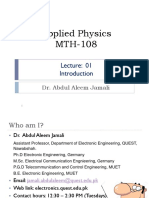 Applied Physics MTH-108: Dr. Abdul Aleem Jamali