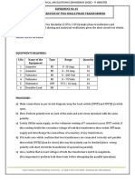 Parallel Operation of Two Single Phase Transformers: Experiment No: 05