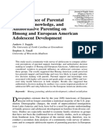 The Influence of Parental Support, Knowledge, and Authoritative Parenting On Hmong and European American Adolescent Development