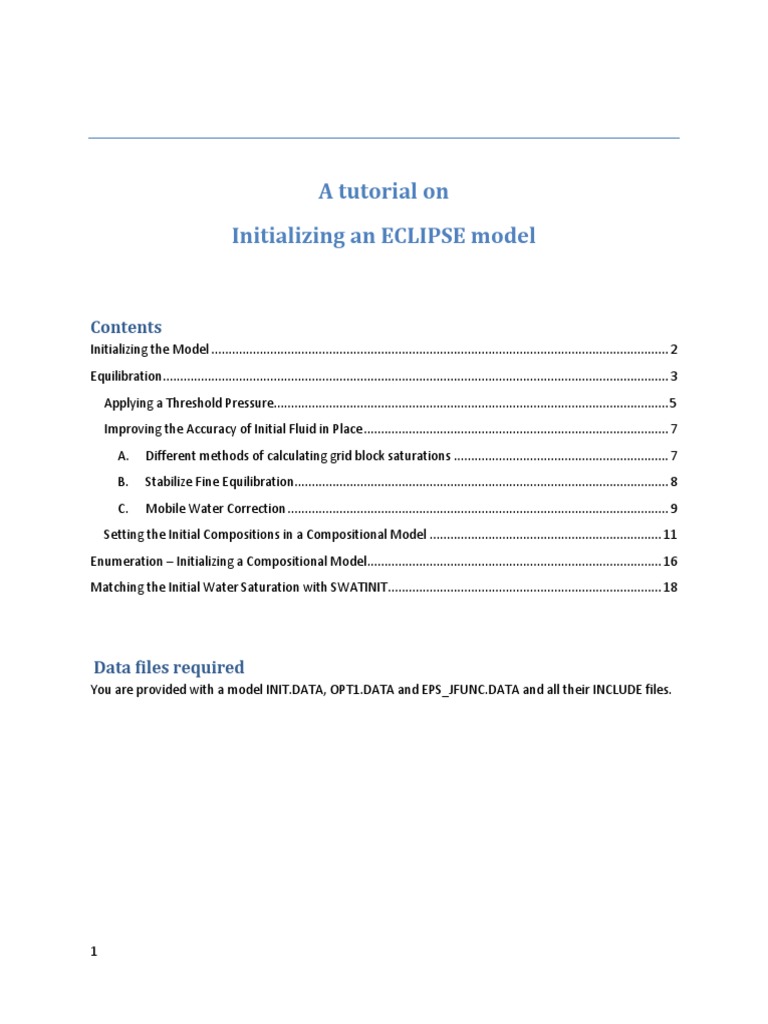 ECLIPSE Model Initialization Guide | PDF | Petroleum Reservoir ...