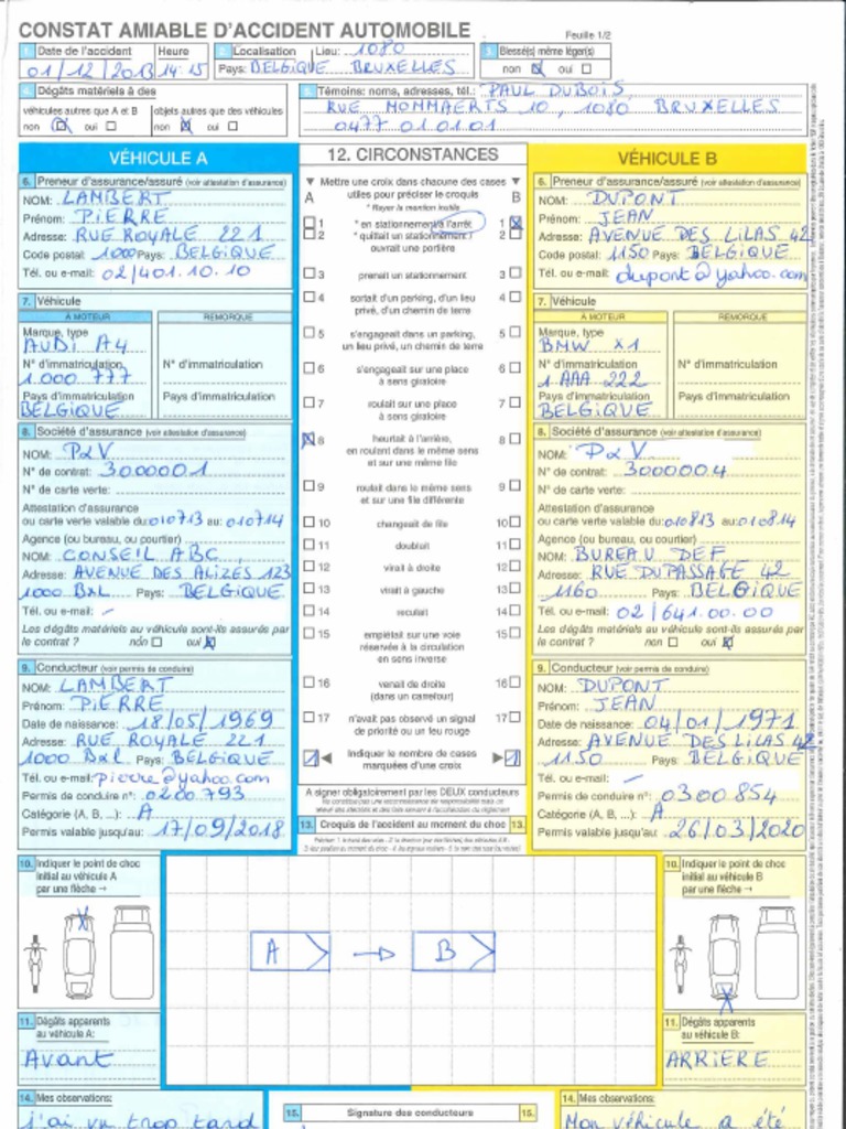 Exemple de Constat D