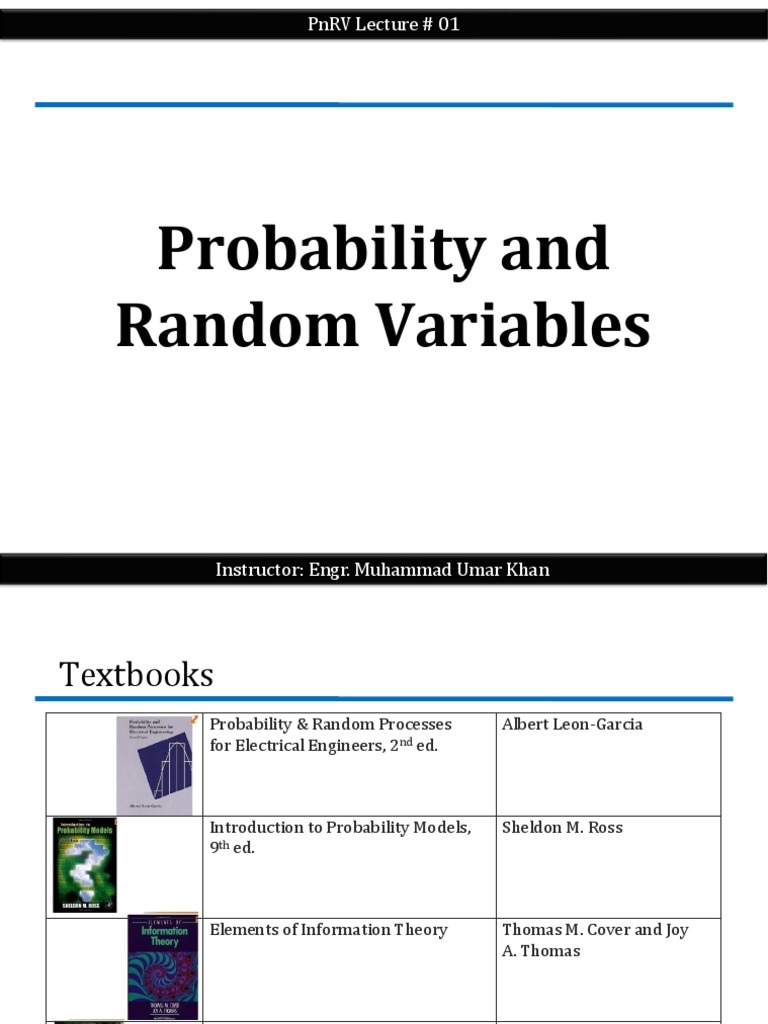 Probability and Random Variables | PDF | Probability Theory | Random ...