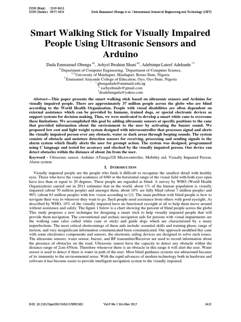 Smart Walking Stick For Visually Impaired People U PDF PDF Visual