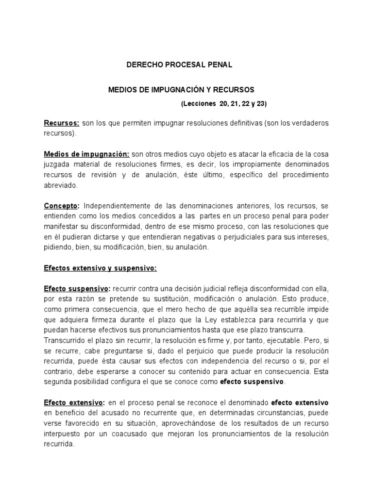 Medios de Impugnación y Recursos en El Proceso Penal PDF | PDF ...