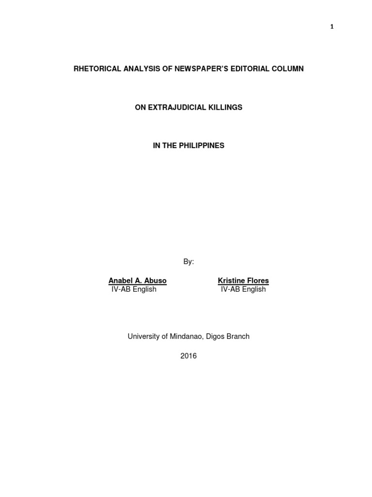Rhetorical Analysis of Newspaper'S Editorial Column | PDF | Rhetoric ...