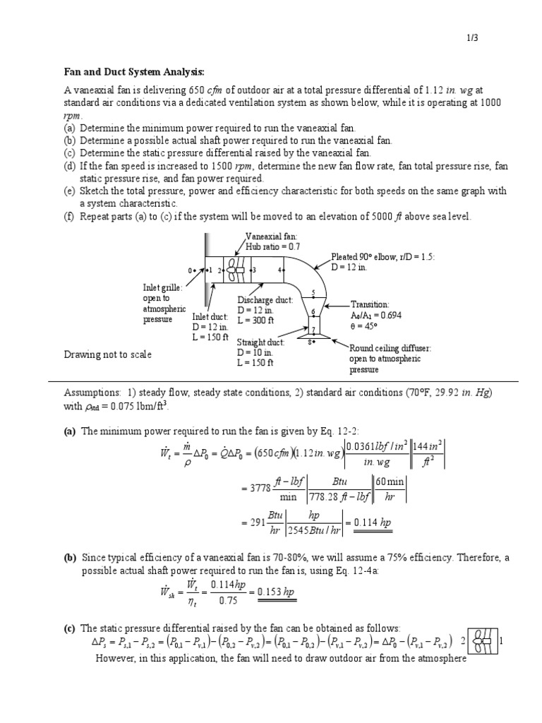 Fan and Duct System Analysis PDF | PDF | Duct (Flow) | Pressure
