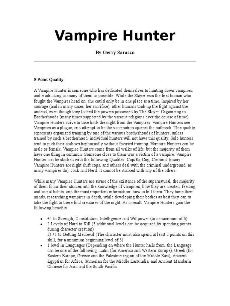 Guide to Becoming a Vampire Hunter | PDF | Vampires | Hunting