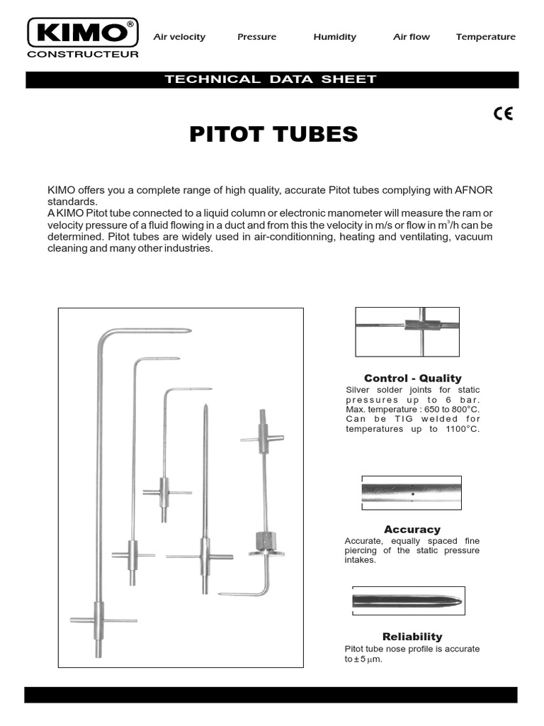 FT Pitot Type L | PDF | Pressure Measurement | Pressure