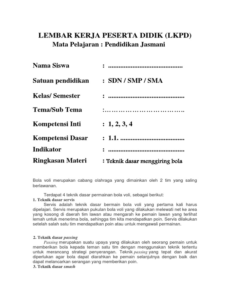 CONTOH-LKPD Sepak Bola | PDF