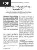 Fast Lock-In Time Phase Locked Loop Frequency Synthesizer For Continuous-Time Sigma-Delta ADC