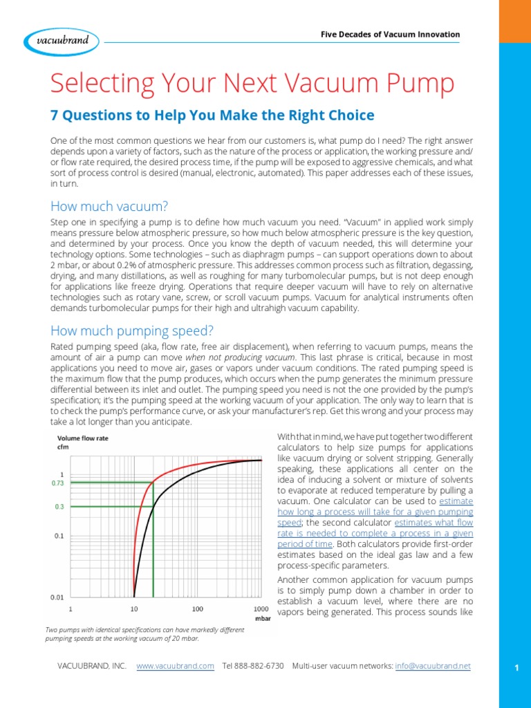 Choosing the Right Vacuum Pump | PDF | Vacuum | Pump