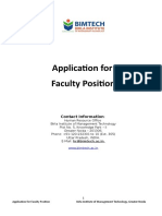 Application For Faculty Position: Contact Information