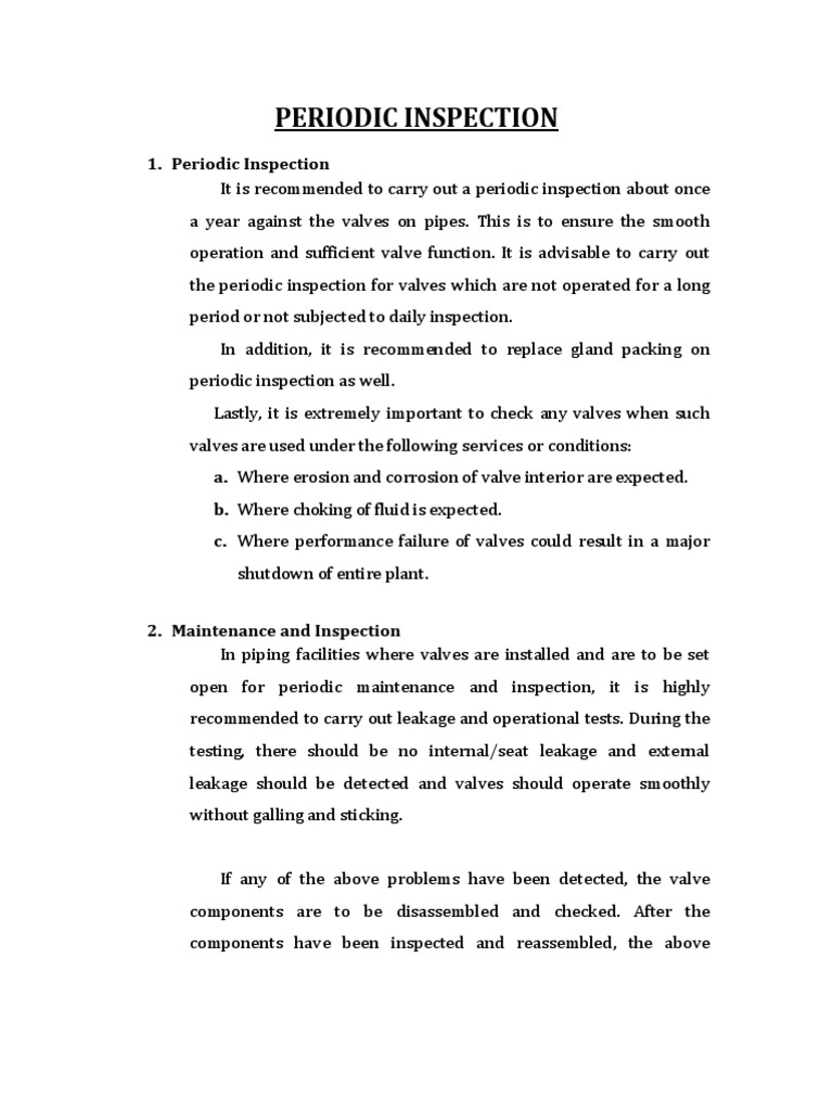 Valve Inspection & Maintenance Guide | PDF | Home & Garden | Science ...