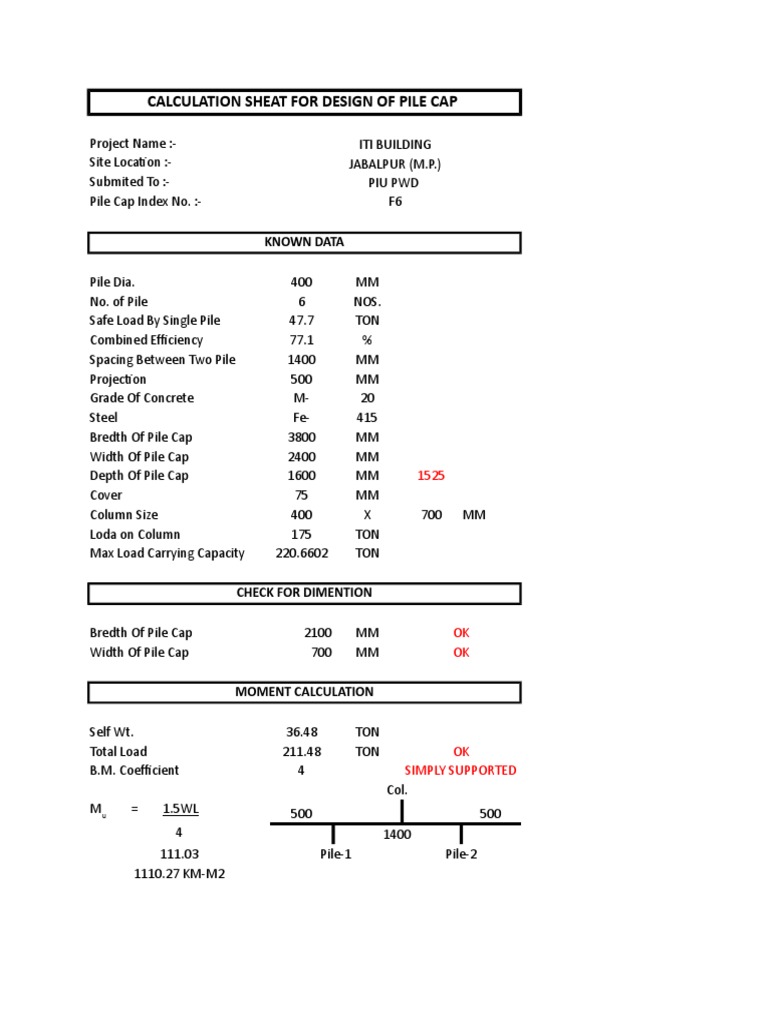 Pile Cap Design Calculation for ITI Building | PDF | Deep Foundation ...
