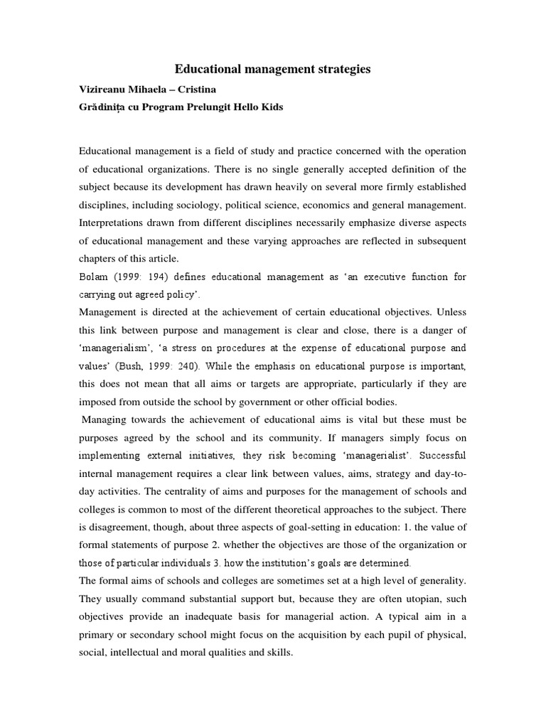 Educational Management Strategies | PDF | Theory | Cognition