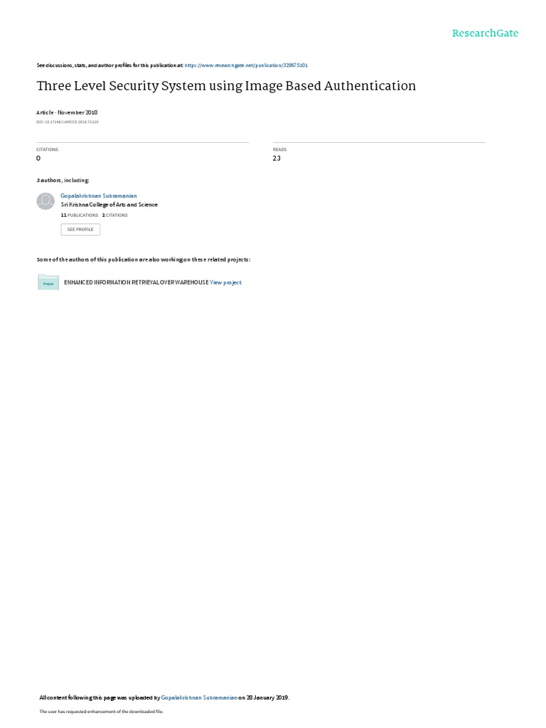 Three Level Security System Using Image Based Authentication | PDF ...