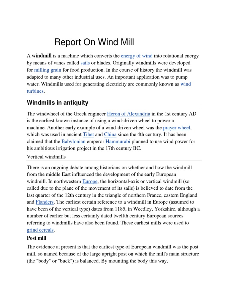 Windmill Evolution and Types | PDF | Solar Panel | Solar Cell