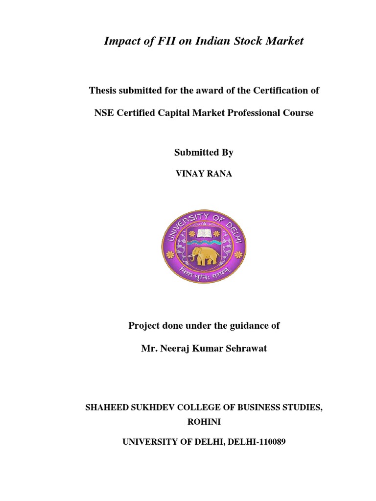Impact of FII On Indian Stock Market | PDF | Financial Markets | Investor