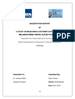 Dissertation Report OF A Study On Measuring Customer Satisfaction at Reliance Fresh' Retail Outlet in New Delhi
