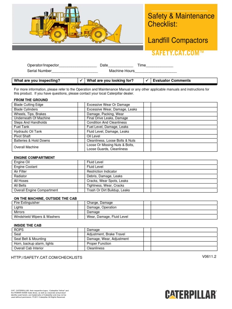 Safety & Maintenance Checklist Landfill Compactors V0611.2 PDF