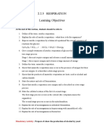 Respiration Learning Outcomes