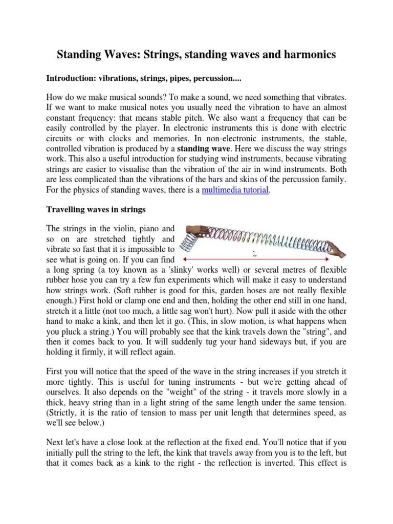 Standing Waves Strings Standing Waves and Harmonics | PDF | String ...