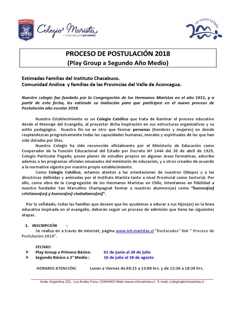 Proceso de Postulacion 2018 | PDF | Educación de la primera infancia ...