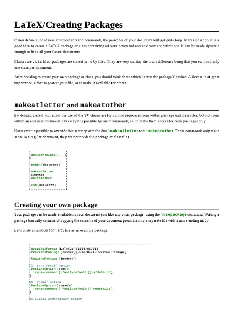 LaTeX Creating Packages | PDF | Software Engineering | Areas Of ...