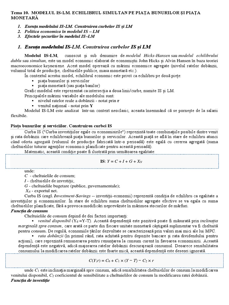 Modelul Is LM | PDF