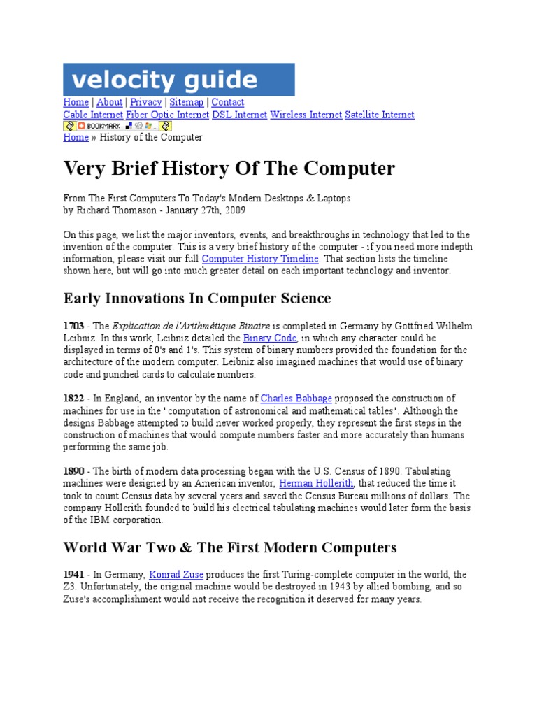 Brief History of Computers | PDF | Ibm Pc Compatibles | Personal Computers