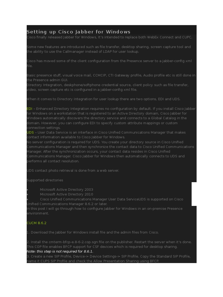 Setting Up Cisco Jabber For Windows Download Free PDF Active