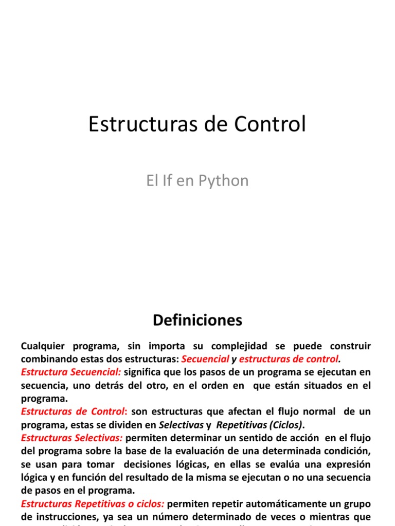 Estructuras de Control en Python | PDF | Flujo de control | Python ...