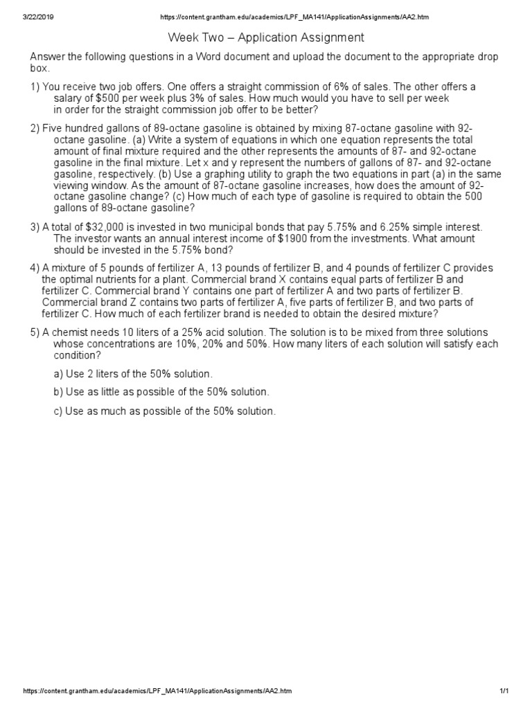 Week Two - Application Assignment | PDF | Fertilizer | Gasoline
