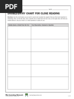 Double-Entry Chart For Close Reading