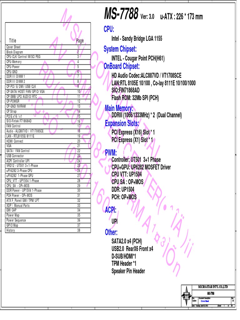 MS-7788 r30 PDF | Download Free PDF | Intel | Computer Networking