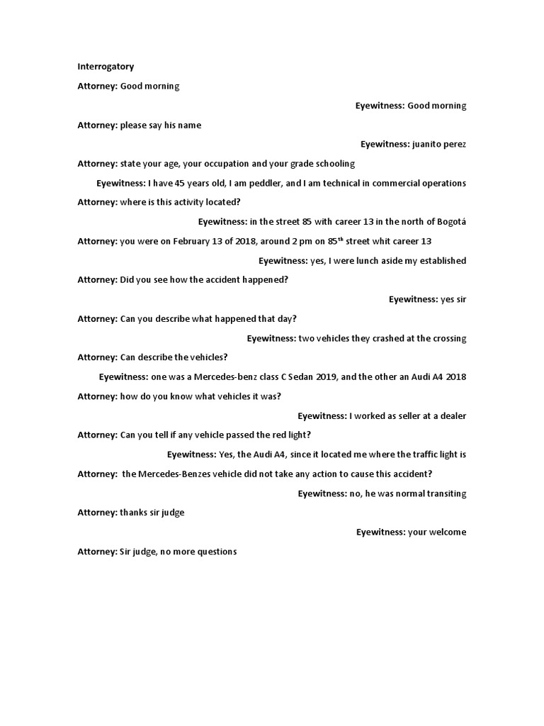 Eyewitness Testimony on Traffic Accident | PDF