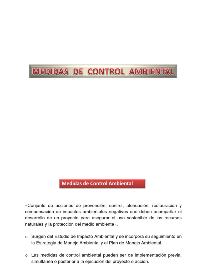 Medidas de Control Ambiental en Proyectos | PDF | Evaluación de impacto ...