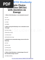 Multiple Choice Questions on Energy-ktustudents.in